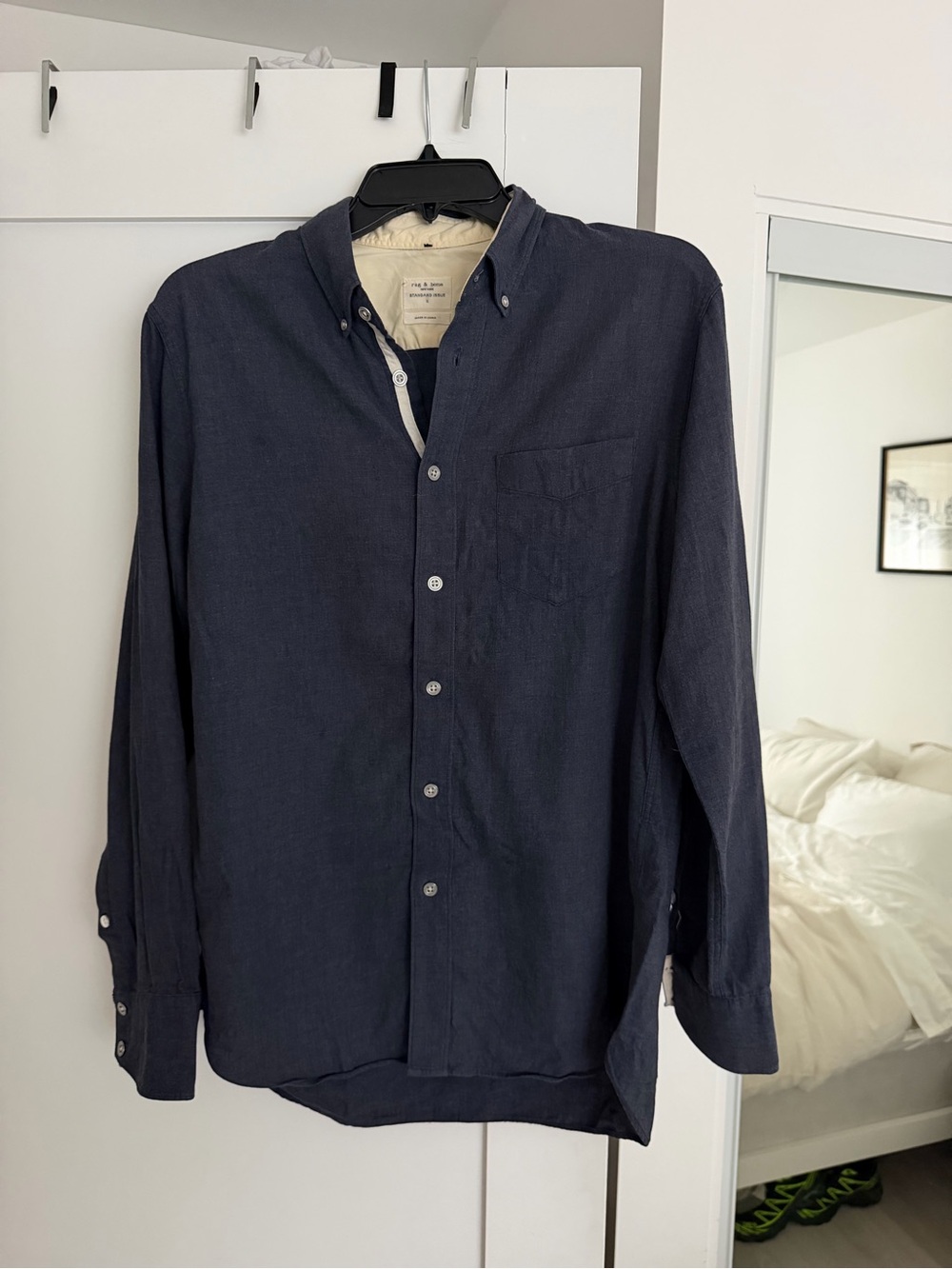 rag & bone Navy Button-Down Long Sleeve Shirt